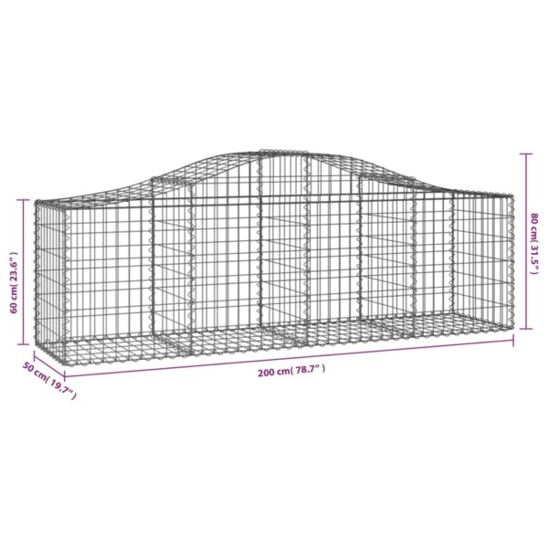 Gabioner bågformade 5 st 200x50x60/80 cm galvaniserat järn - Bild 6