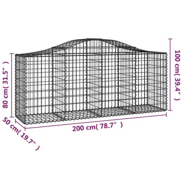 Gabioner bågformade 3 st 200x50x80/100 cm galvaniserat järn - Bild 6