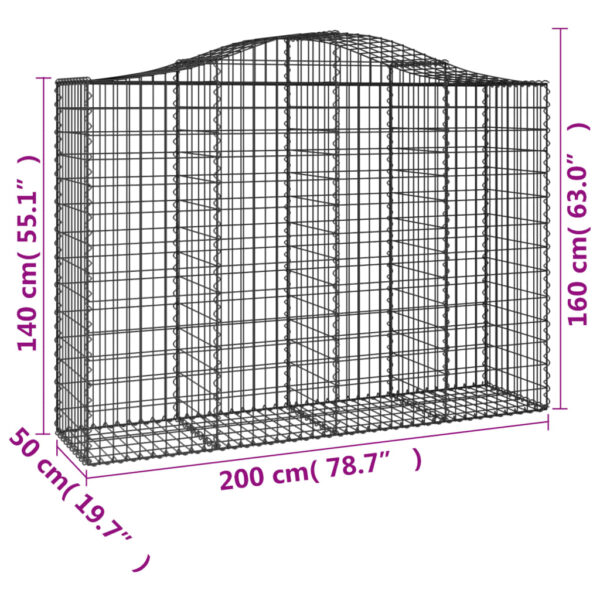 Gabioner bågformade 3 st 200x50x140/160 cm galvaniserat järn - Bild 6