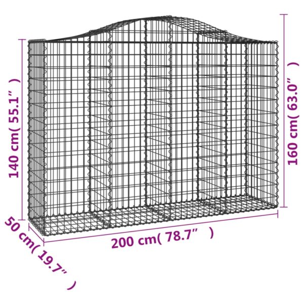 Gabioner bågformade 4 st 200x50x140/160 cm galvaniserat järn - Bild 6