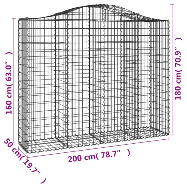 Gabioner bågformade 2 st 200x50x160/180 cm galvaniserat järn - Bild 6