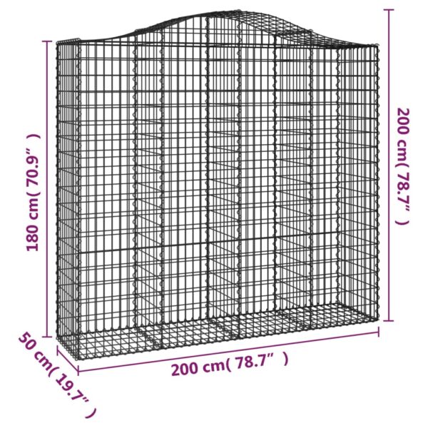 Gabioner bågformade 4 st 200x50x180/200 cm galvaniserat järn - Bild 6