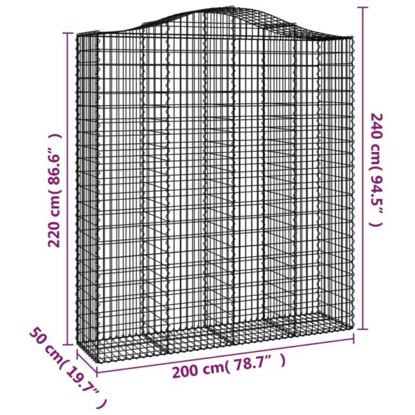 Gabioner bågformade 3 st 200x50x220/240 cm galvaniserat järn - Bild 6