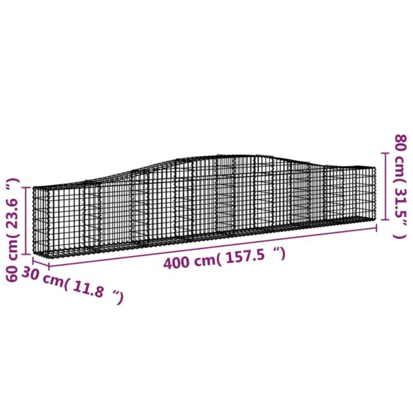 Gabioner bågformade 3 st 400x30x60/80 cm galvaniserat järn - Bild 6