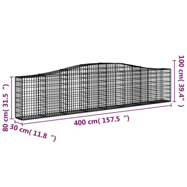 Gabioner bågformade 2 st 400x30x80/100 cm galvaniserat järn - Bild 6