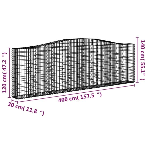 Gabioner bågformade 2 st 400x30x120/140 cm galvaniserat järn - Bild 6