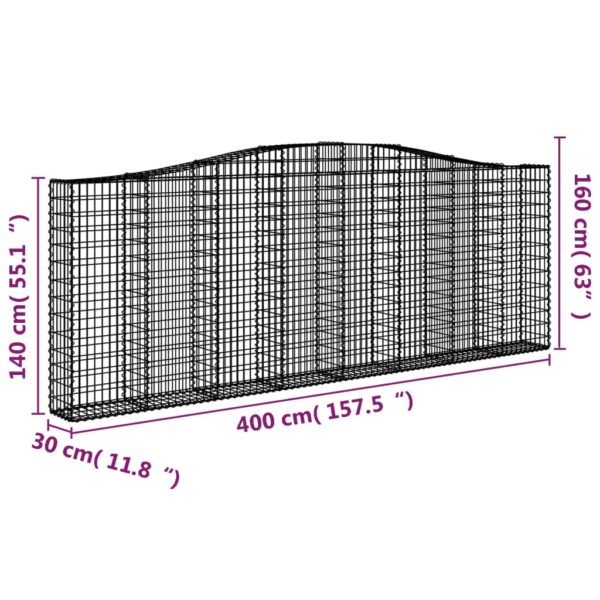 Gabioner bågformade 3 st 400x30x140/160 cm galvaniserat järn - Bild 6