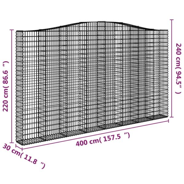 Gabioner bågformade 2 st 400x30x220/240 cm galvaniserat järn - Bild 6