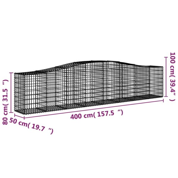 Gabioner bågformade 8 st 400x50x80/100 cm galvaniserat järn - Bild 6