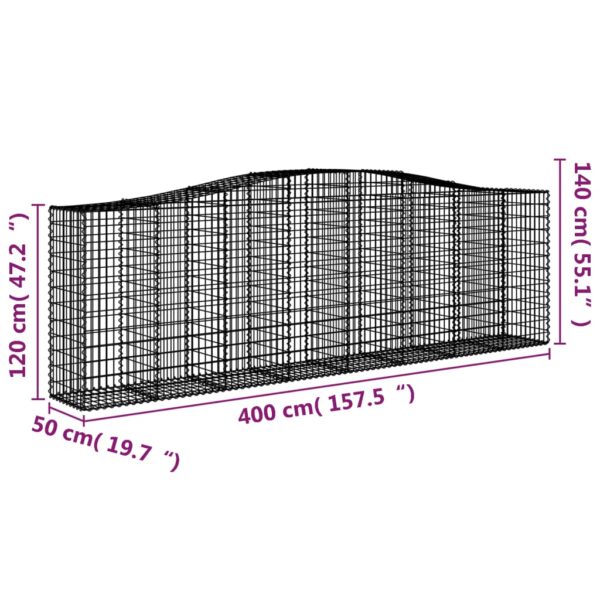 Gabioner bågformade 4 st 400x50x120/140 cm galvaniserat järn - Bild 6