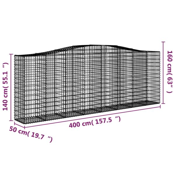 Gabioner bågformade 2 st 400x50x140/160 cm galvaniserat järn - Bild 6