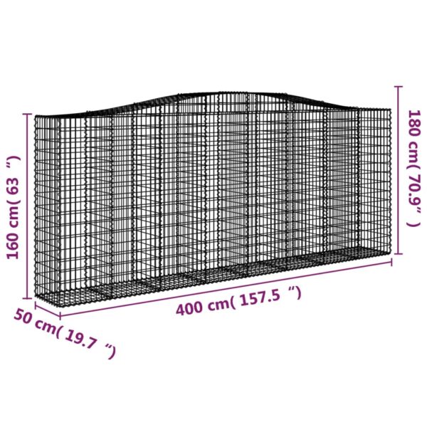 Gabion bågformad 7 st 400x50x160/180 cm galvaniserat järn - Bild 6