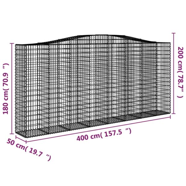 Gabioner bågformade 9 st 400x50x180/200 cm galvaniserat järn - Bild 6