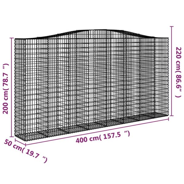 Gabioner bågformade 2 st 400x50x200/220 cm galvaniserat järn - Bild 6