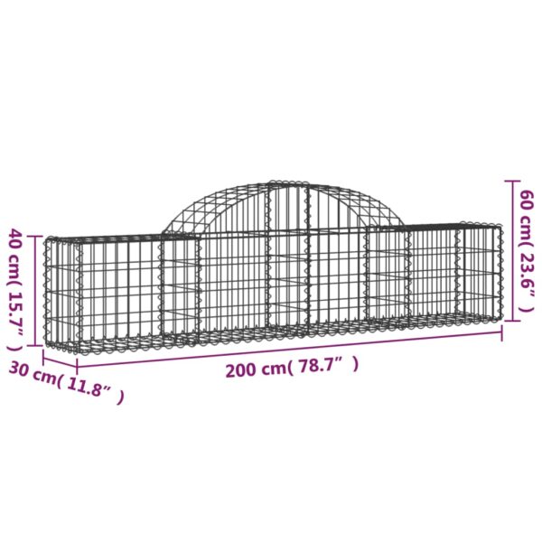 Gabion bågformad 3 st 200x30x40/60 cm galvaniserat järn - Bild 6