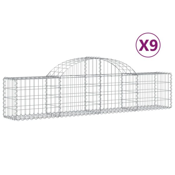 Gabion bågformad 9 st 200x30x40/60 cm galvaniserat järn - Bild 2