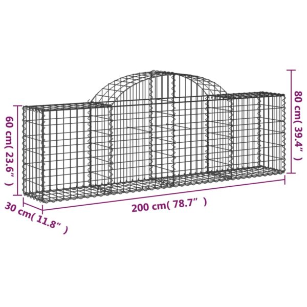 Gabioner bågformade 10 st 200x30x60/80 cm galvaniserat järn - Bild 6