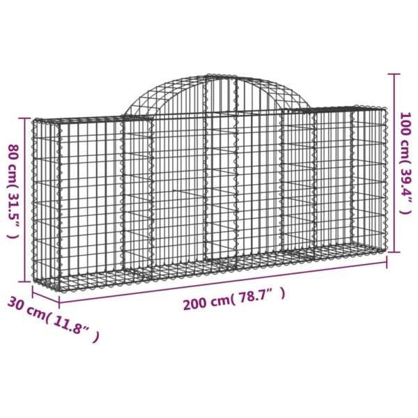 Gabioner bågformade 2 st 200x30x80/100 cm galvaniserat järn - Bild 6