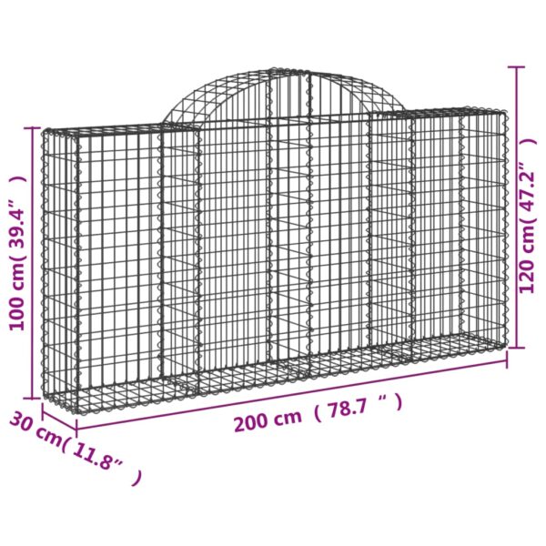 Gabioner bågformade 5 st 200x30x100/120 cm galvaniserat järn - Bild 6