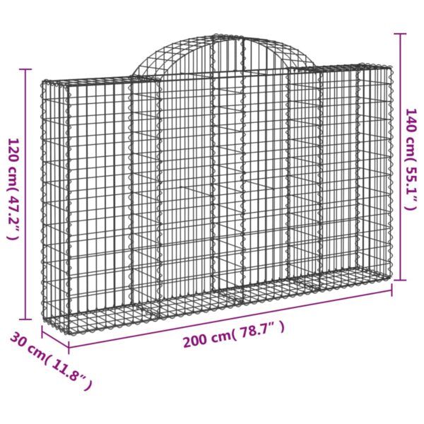 Gabioner bågformade 3 st 200x30x120/140 cm galvaniserat järn - Bild 6