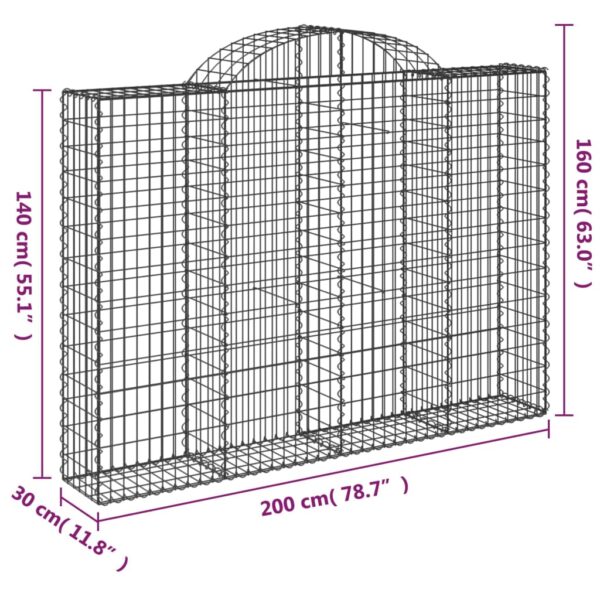 Gabioner bågformade 3 st 200x30x140/160 cm galvaniserat järn - Bild 6