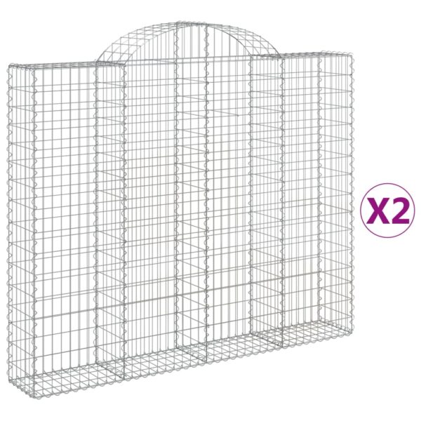 Gabion bågformad 2 st 200x30x160/180 cm galvaniserat järn - Bild 2