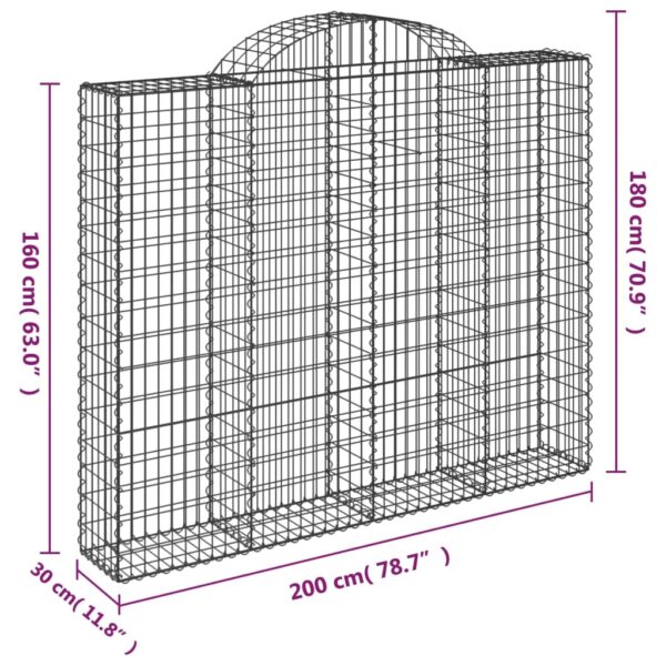 Gabion bågformad 2 st 200x30x160/180 cm galvaniserat järn - Bild 6