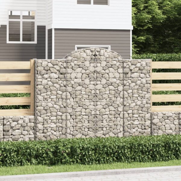 Gabion bågformad 2 st 200x30x160/180 cm galvaniserat järn