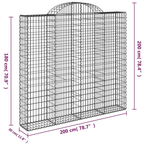 Gabioner bågformade 6 st 200x30x180/200 cm galvaniserat järn - Bild 6