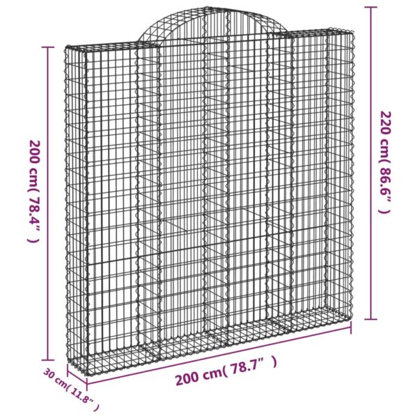 Gabioner bågformade 2 st 200x30x200/220 cm galvaniserat järn - Bild 6