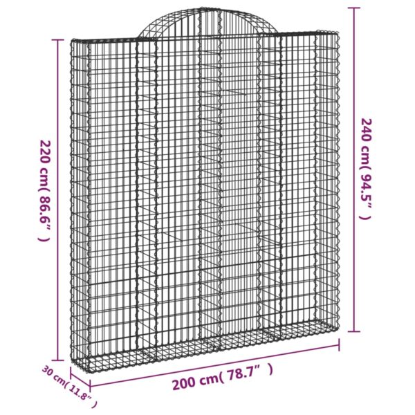 Gabioner bågformade 2 st 200x30x220/240 cm galvaniserat järn - Bild 6