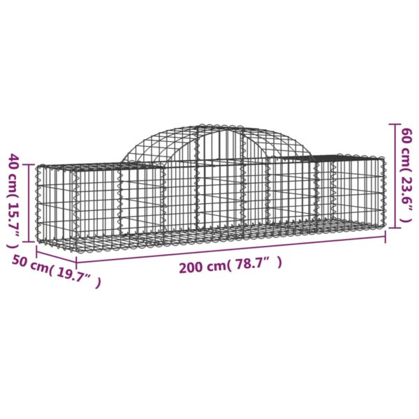 Gabioner bågformade 5 st 200x50x40/60 cm galvaniserat järn - Bild 6