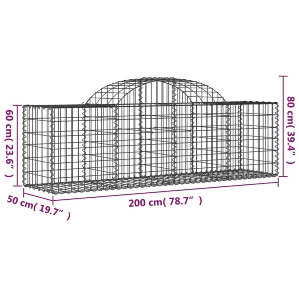 Gabioner bågformade 6 st 200x50x60/80 cm galvaniserat järn - Bild 6