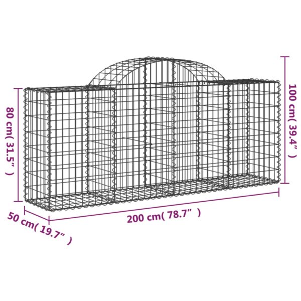 Gabioner bågformade 7 st 200x50x80/100 cm galvaniserat järn - Bild 6