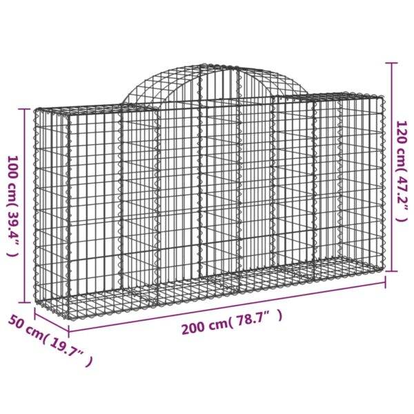 Gabioner bågformade 5 st 200x50x100/120 cm galvaniserat järn - Bild 6