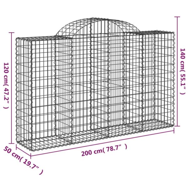 Gabioner bågformade 5 st 200x50x120/140 cm galvaniserat järn - Bild 6