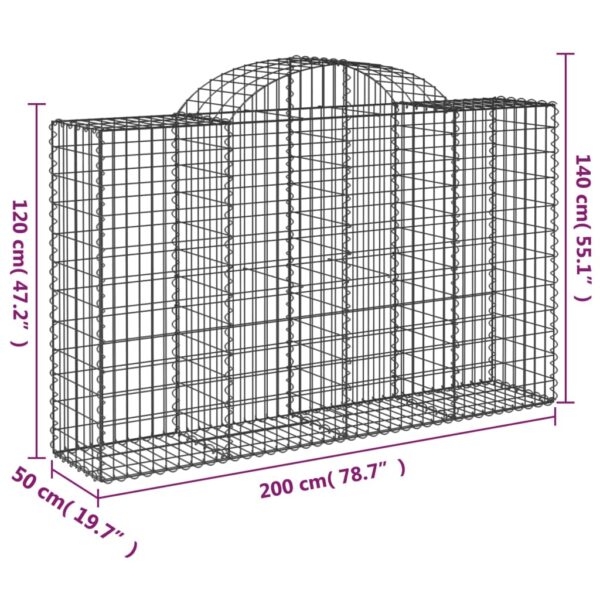 Gabioner bågformade 6 st 200x50x120/140 cm galvaniserat järn - Bild 6