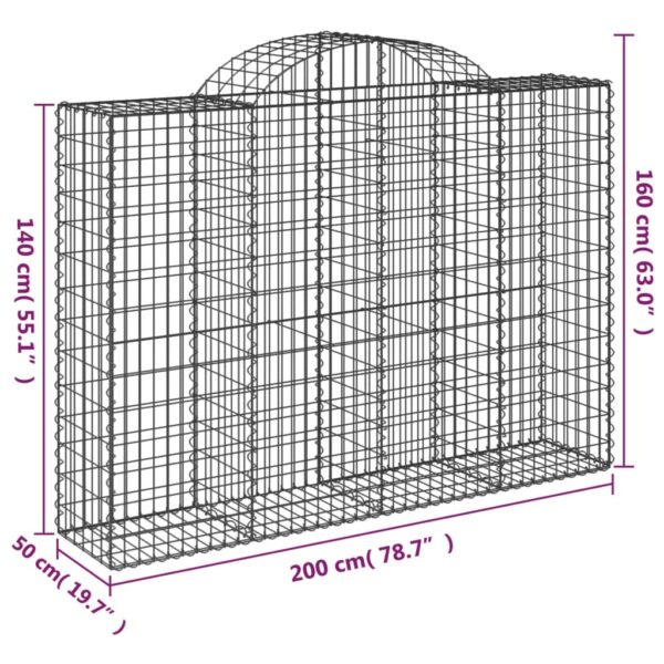 Gabioner bågformade 5 st 200x50x140/160 cm galvaniserat järn - Bild 6