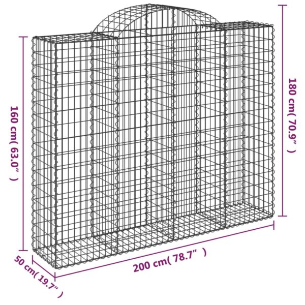 Gabioner bågformade 3 st 200x50x160/180 cm galvaniserat järn - Bild 6