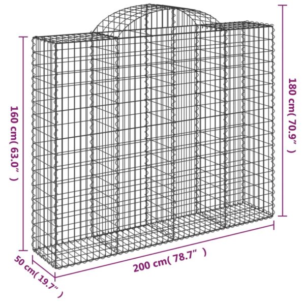 Gabioner bågformade 5 st 200x50x160/180 cm galvaniserat järn - Bild 6