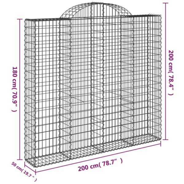 Gabioner bågformade 7 st 200x50x180/200 cm galvaniserat järn - Bild 6