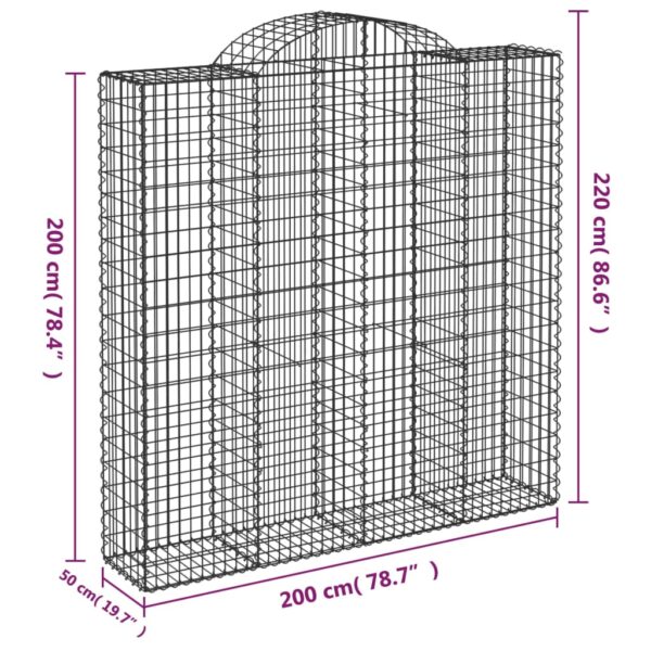 Gabioner bågformade 5 st 200x50x200/220 cm galvaniserat järn - Bild 6