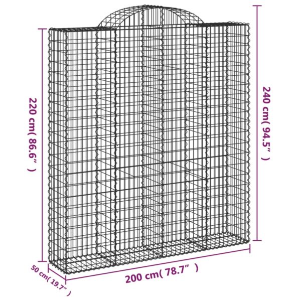 Gabioner bågformade 4 st 200x50x220/240 cm galvaniserat järn - Bild 6