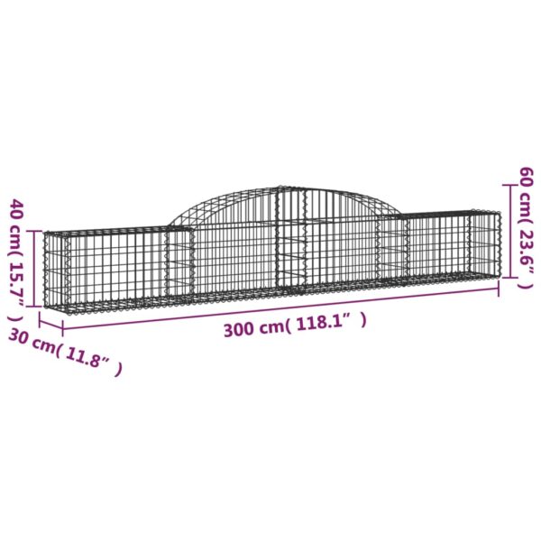 Gabion bågformad 11 st 300x30x40/60 cm galvaniserat järn - Bild 6