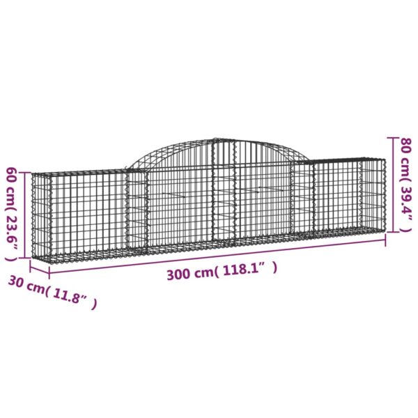 Gabioner bågformade 5 st 300x30x60/80 cm galvaniserat järn - Bild 6