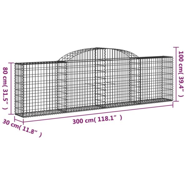 Gabioner bågformade 2 st 300x30x80/100 cm galvaniserat järn - Bild 6