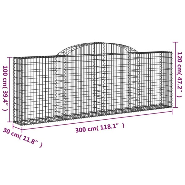 Gabioner bågformade 3 st 300x30x100/120 cm galvaniserat järn - Bild 6