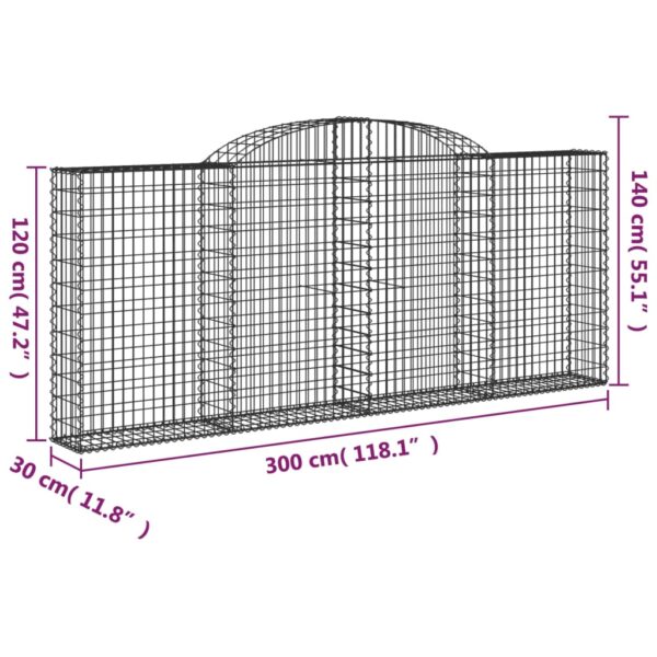 Gabioner bågformade 2 st 300x30x120/140 cm galvaniserat järn - Bild 6