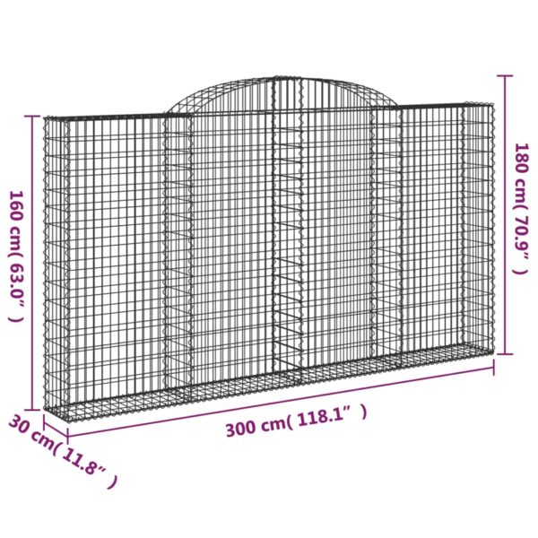 Gabioner bågformade 12 st 300x30x160/180 cm galvaniserat järn - Bild 6