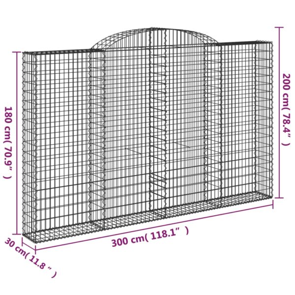 Gabioner bågformade 2 st 300x30x180/200 cm galvaniserat järn - Bild 6